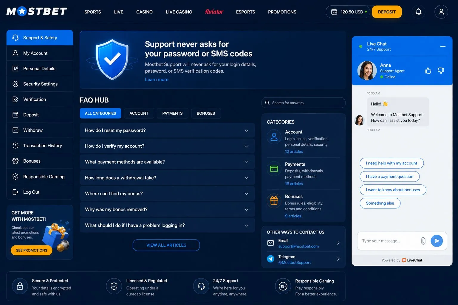 Mobile app and support desk – Android APK, iOS and 24/7 live chat